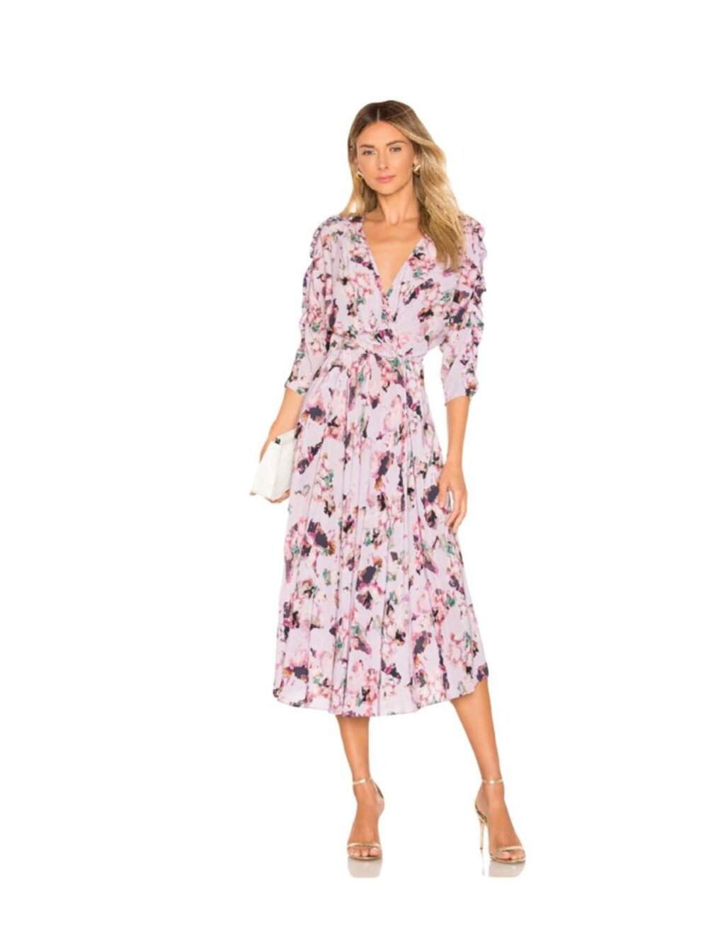 Iro Floral Midi Dress With Ruffle Detail - New With Tags